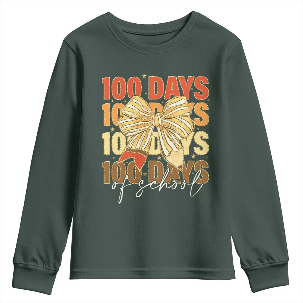 100 Days Of School Coquette Pencil Bow Youth Sweatshirt