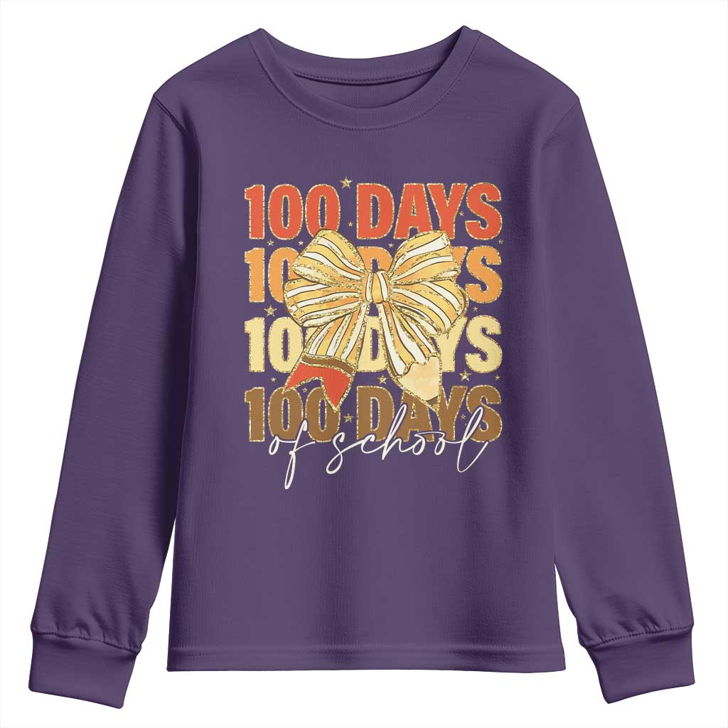 100 Days Of School Coquette Pencil Bow Youth Sweatshirt