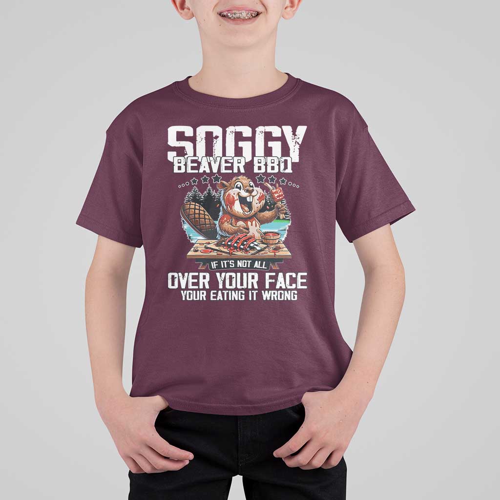 Funny Beaver Grilling T Shirt For Kid Soggy Beaver BBQ It's Not All Over Your Face