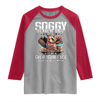 Funny Beaver Grilling Raglan Shirt Soggy Beaver BBQ It's Not All Over Your Face
