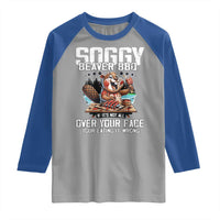 Funny Beaver Grilling Raglan Shirt Soggy Beaver BBQ It's Not All Over Your Face