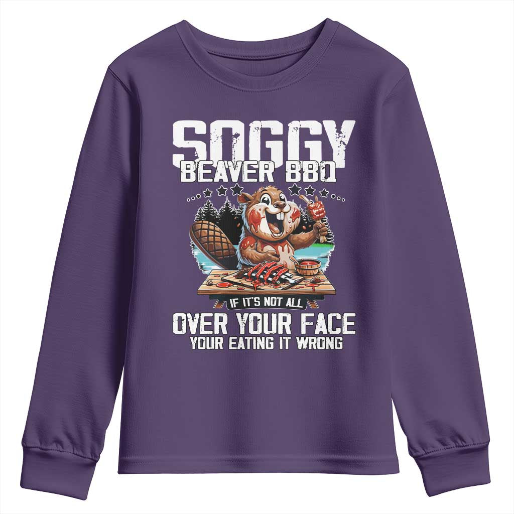 Funny Beaver Grilling Youth Sweatshirt Soggy Beaver BBQ It's Not All Over Your Face