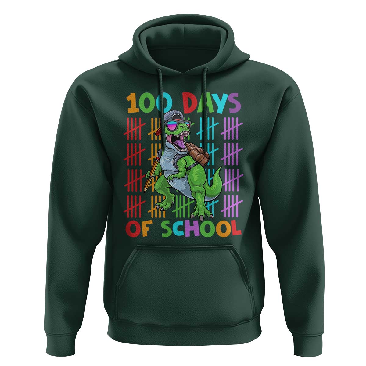 Funny 100 Days Of School T-Rex Dinosaur Hoodie