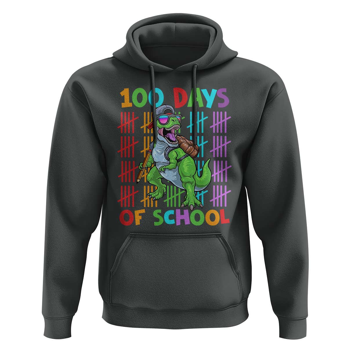 Funny 100 Days Of School T-Rex Dinosaur Hoodie