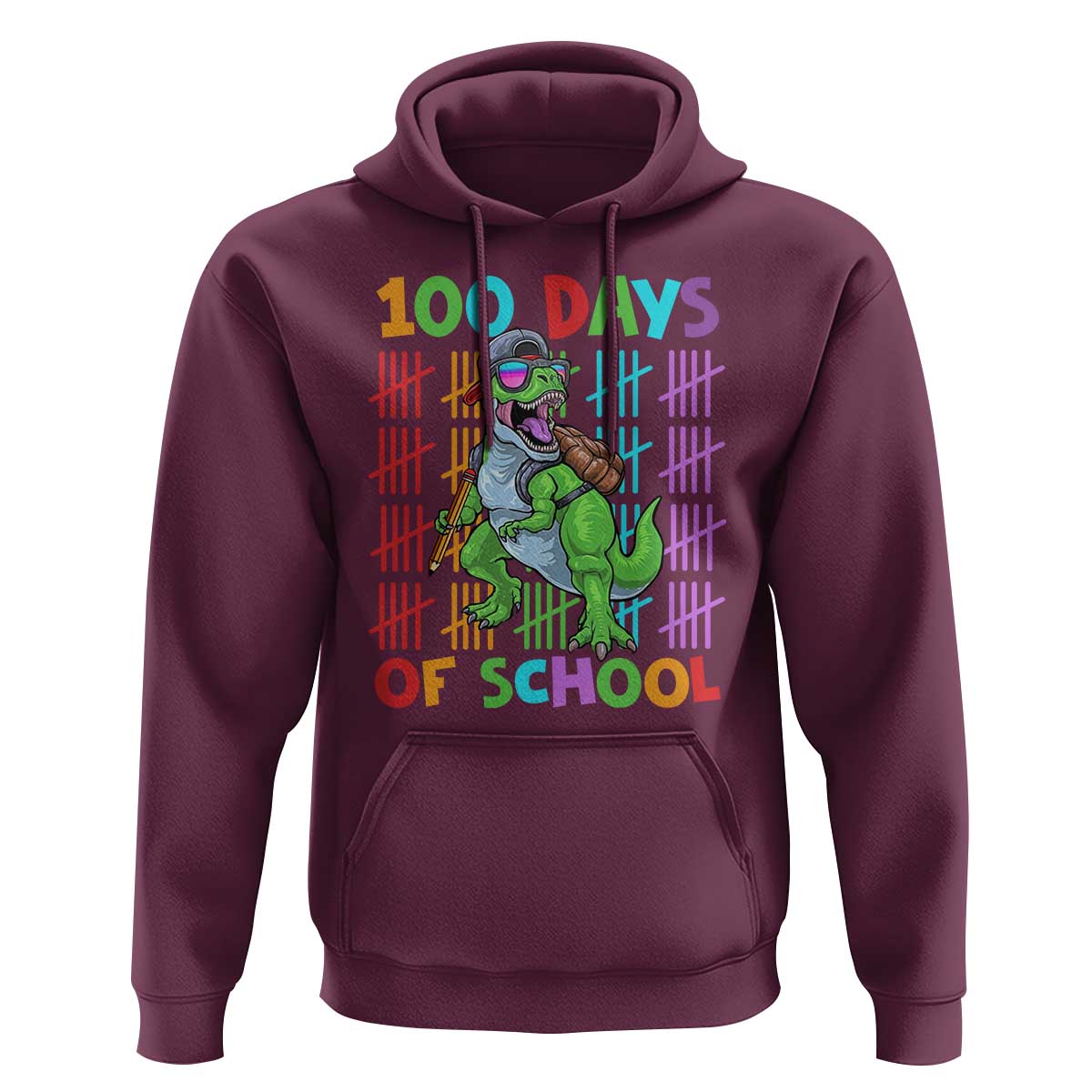Funny 100 Days Of School T-Rex Dinosaur Hoodie