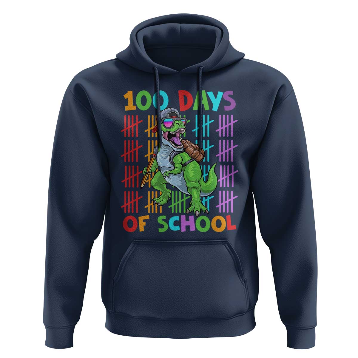 Funny 100 Days Of School T-Rex Dinosaur Hoodie
