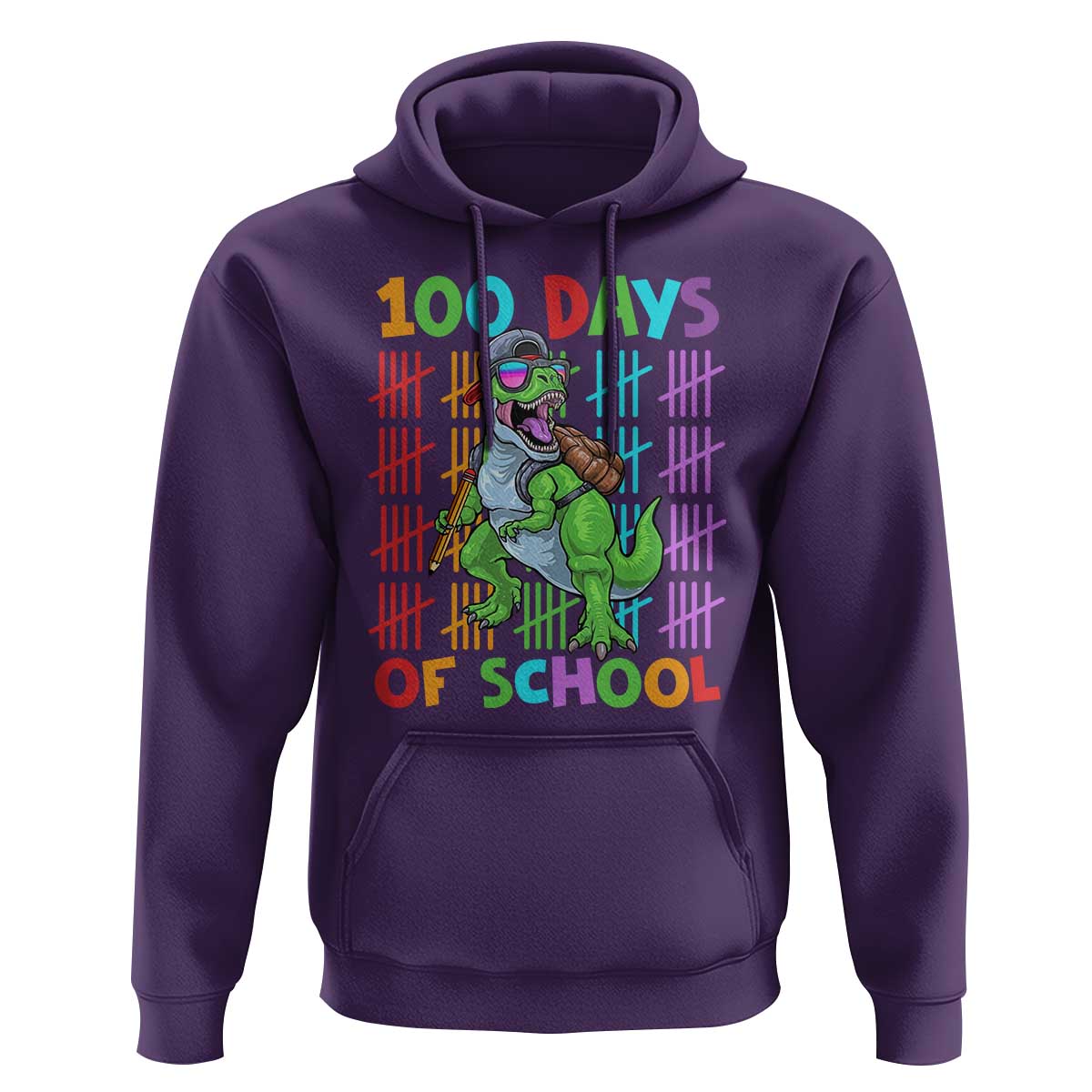 Funny 100 Days Of School T-Rex Dinosaur Hoodie