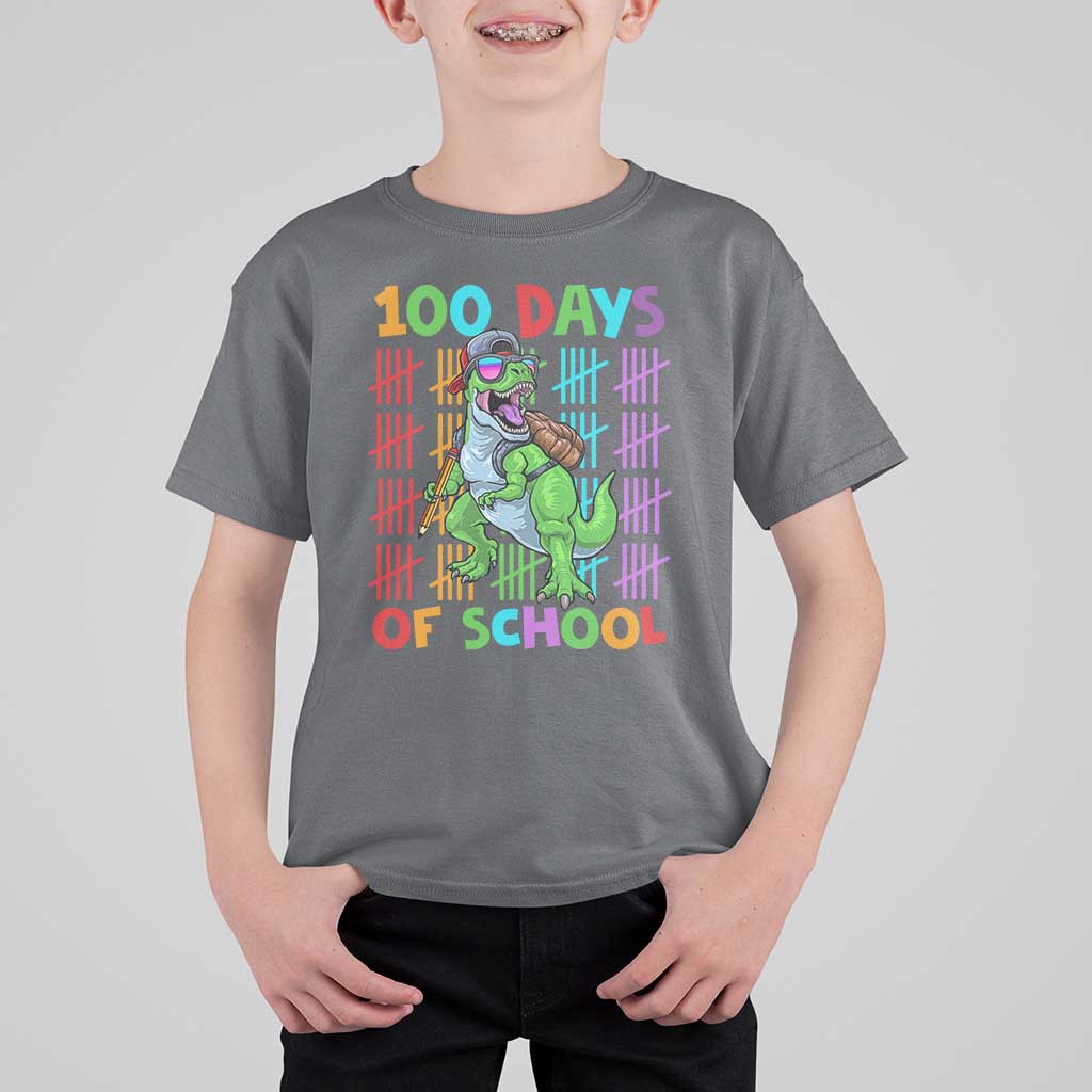 Funny 100 Days Of School T-Rex Dinosaur T Shirt For Kid
