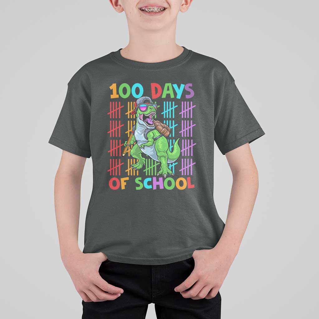 Funny 100 Days Of School T-Rex Dinosaur T Shirt For Kid