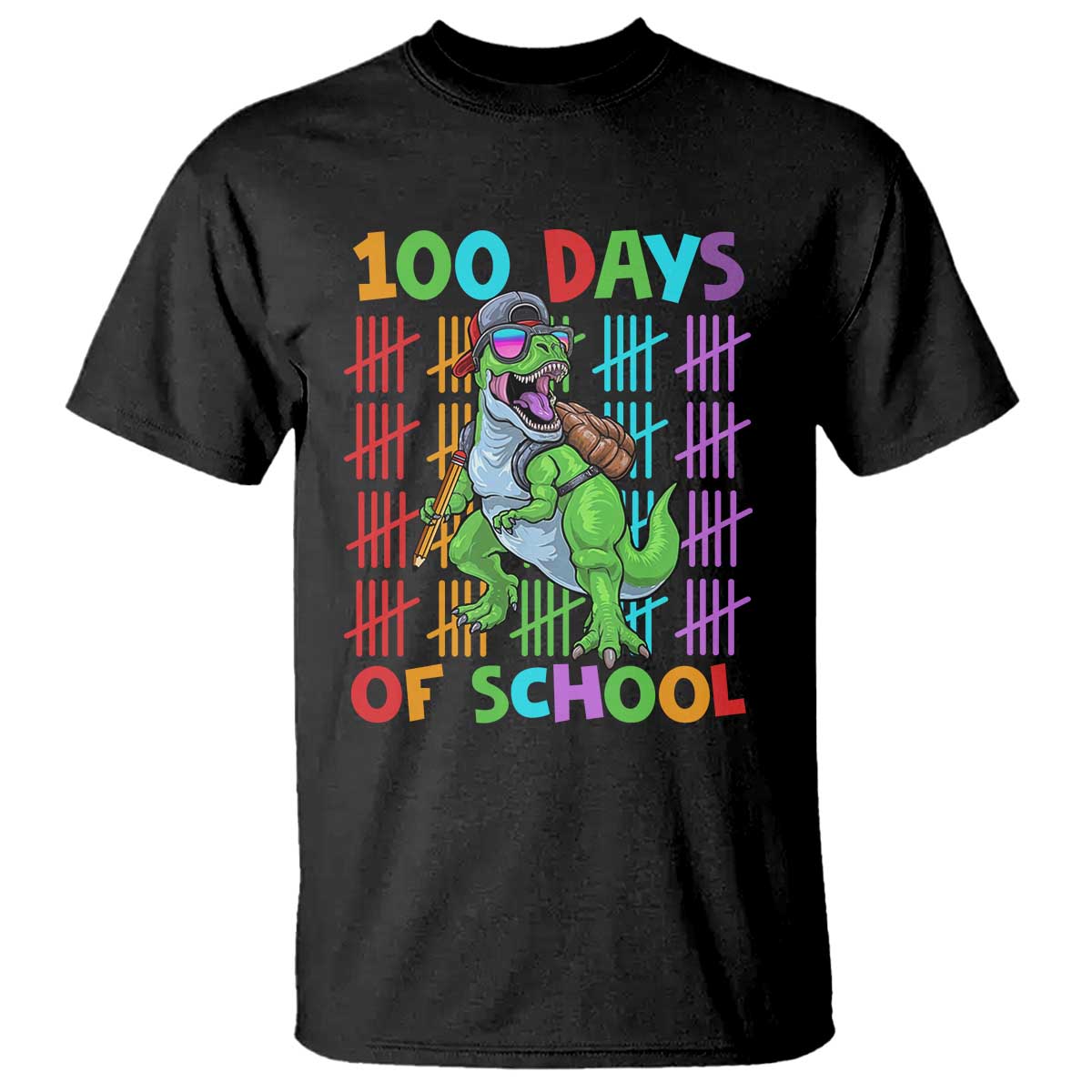 Funny 100 Days Of School T-Rex Dinosaur T Shirt