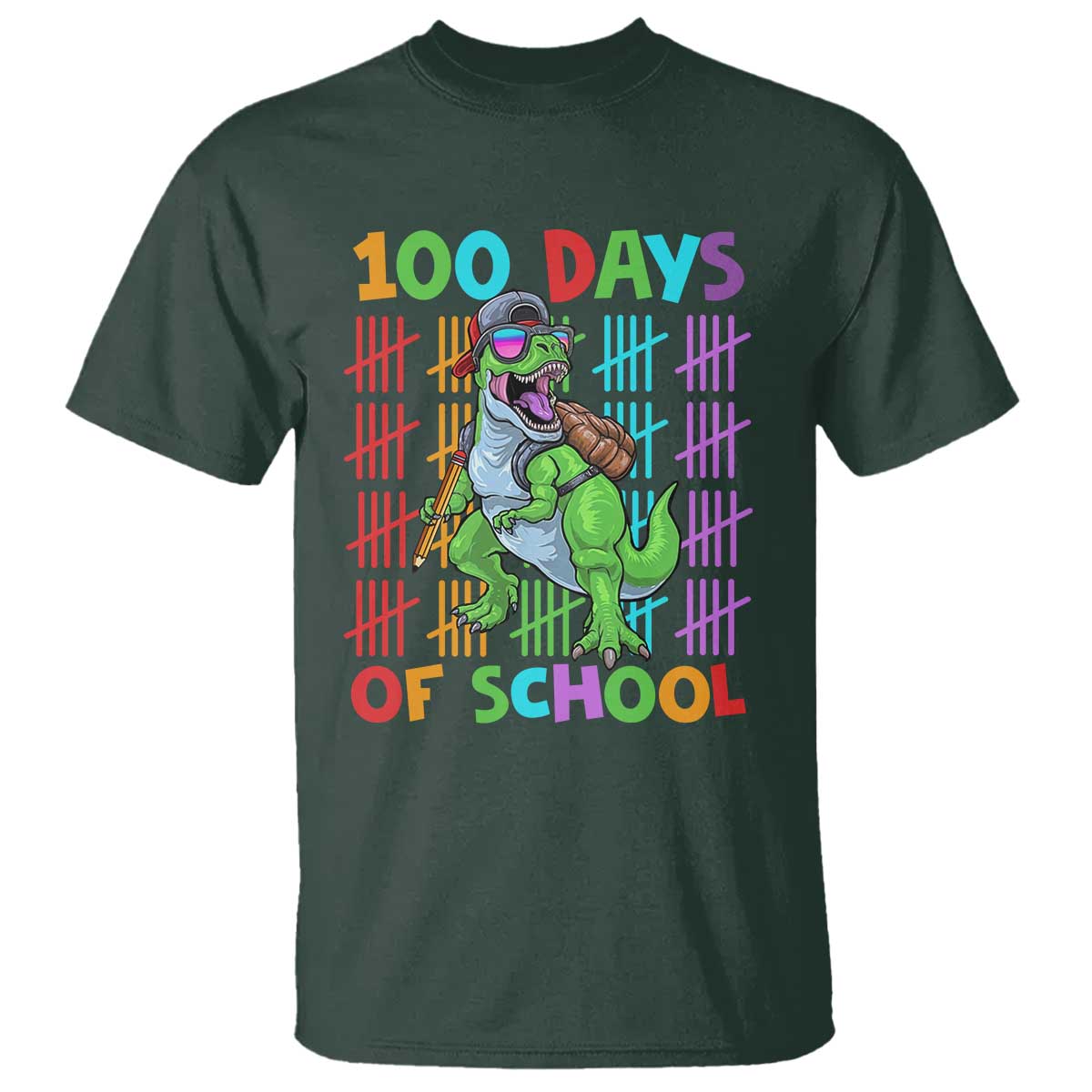 Funny 100 Days Of School T-Rex Dinosaur T Shirt