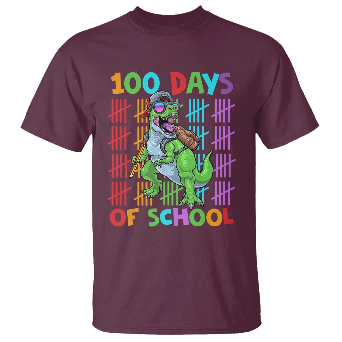 Funny 100 Days Of School T-Rex Dinosaur T Shirt