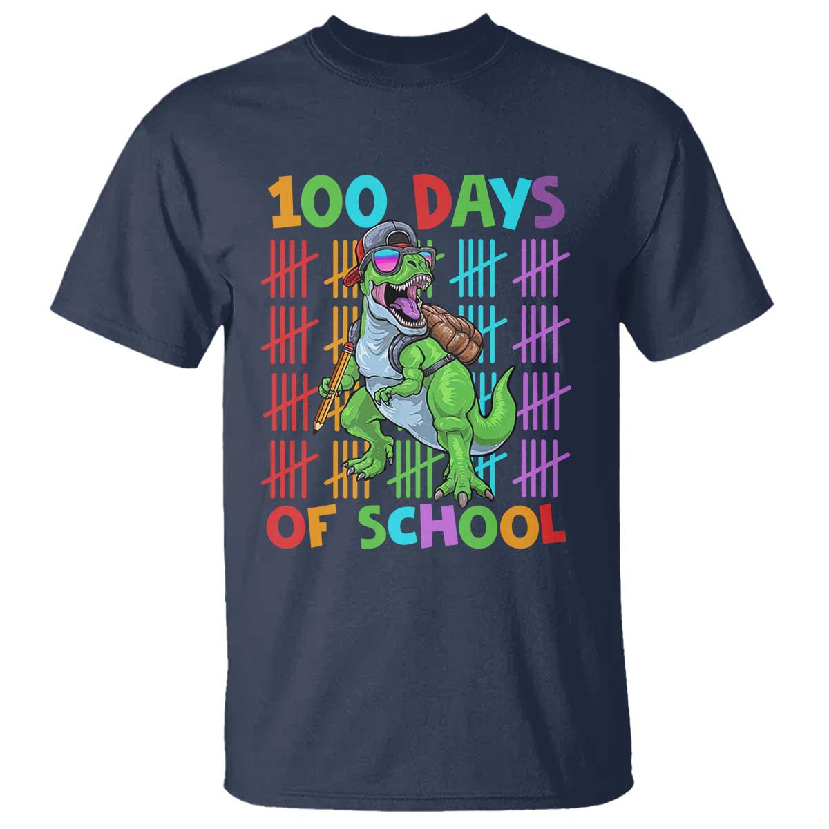 Funny 100 Days Of School T-Rex Dinosaur T Shirt