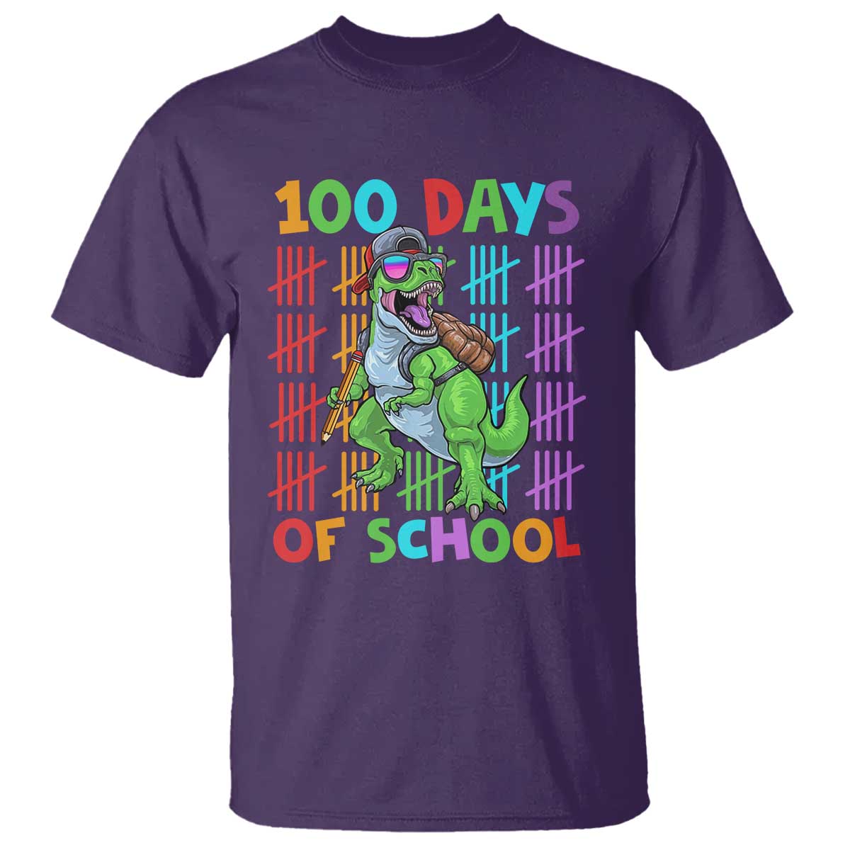 Funny 100 Days Of School T-Rex Dinosaur T Shirt