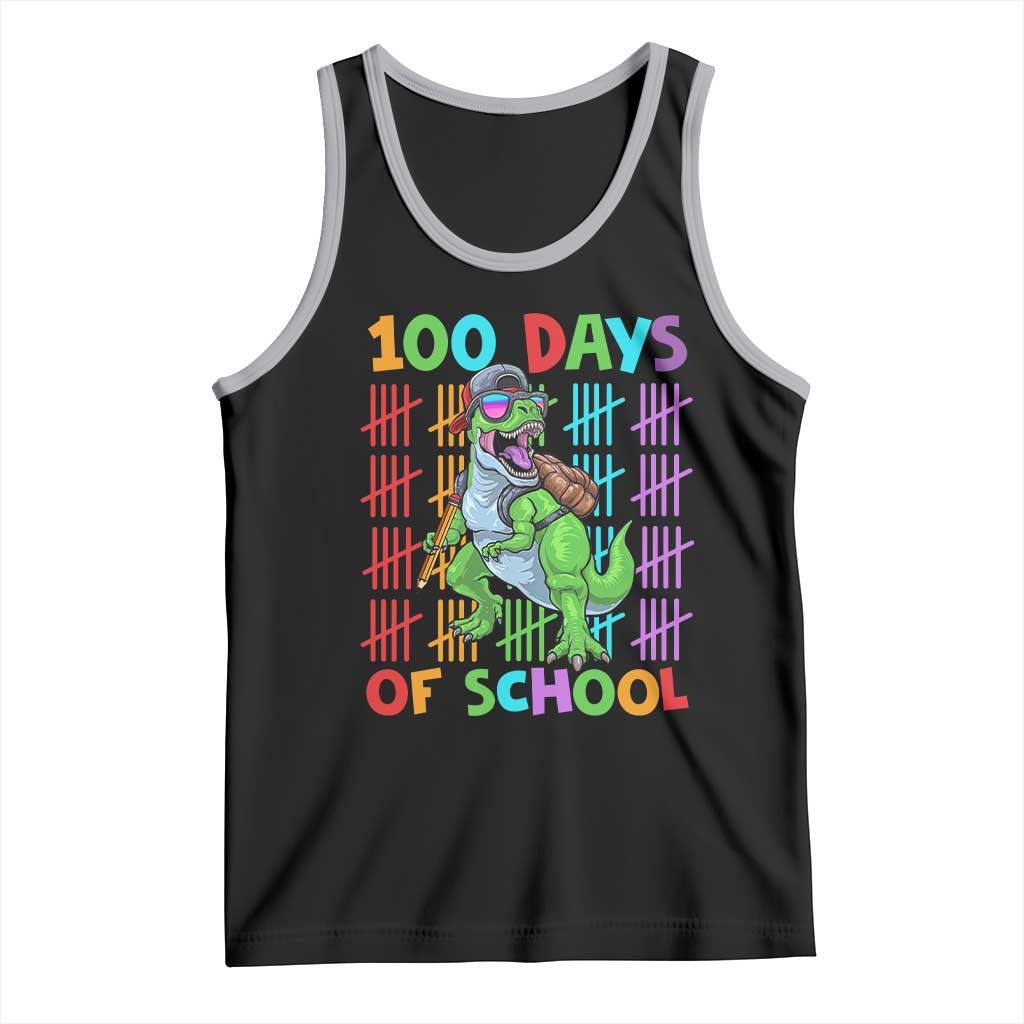 Funny 100 Days Of School T-Rex Dinosaur Tank Top