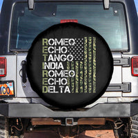 Funny Retired Military Phonetic Alphabet Retirement Spare Tire Cover Vintage Camouflage Flag
