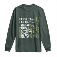 Retired 2025 Military Phonetic Alphabet Retirement Long Sleeve Shirt Vintage Camouflage Flag