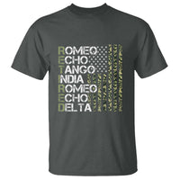 Retired 2025 Military Phonetic Alphabet Retirement T Shirt Vintage Camouflage Flag