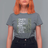 Retired 2025 Military Phonetic Alphabet Retirement T Shirt For Women Vintage Camouflage Flag