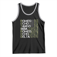 Retired 2025 Military Phonetic Alphabet Retirement Tank Top Vintage Camouflage Flag