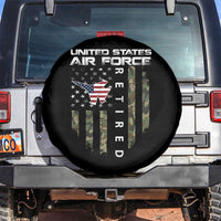Funny United States Air Force Retired Spare Tire Cover Camo American Flag Fighter