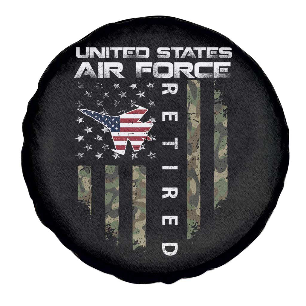 Funny United States Air Force Retired Spare Tire Cover Camo American Flag Fighter