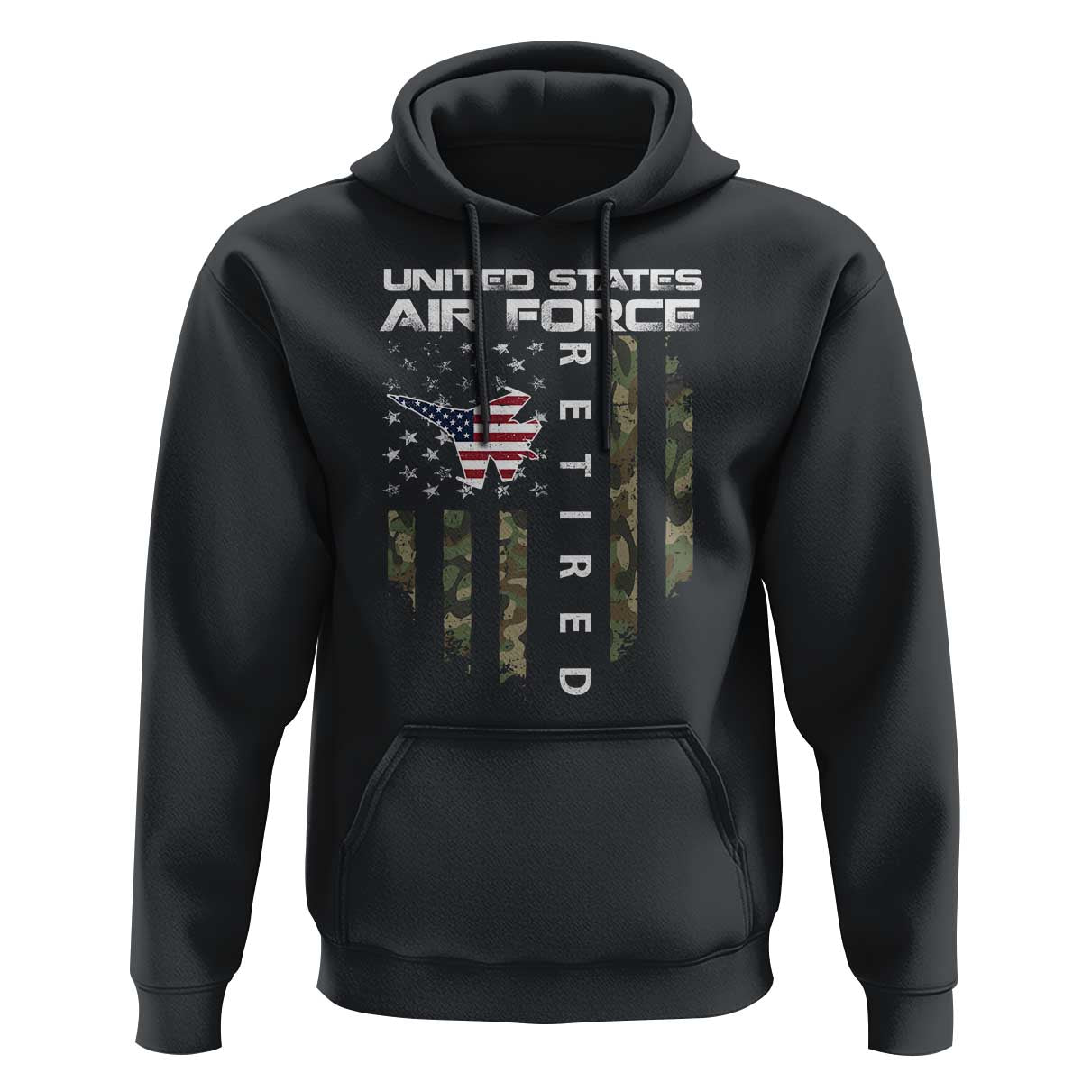 Funny United States Air Force Retired Hoodie Camo American Flag Fighter