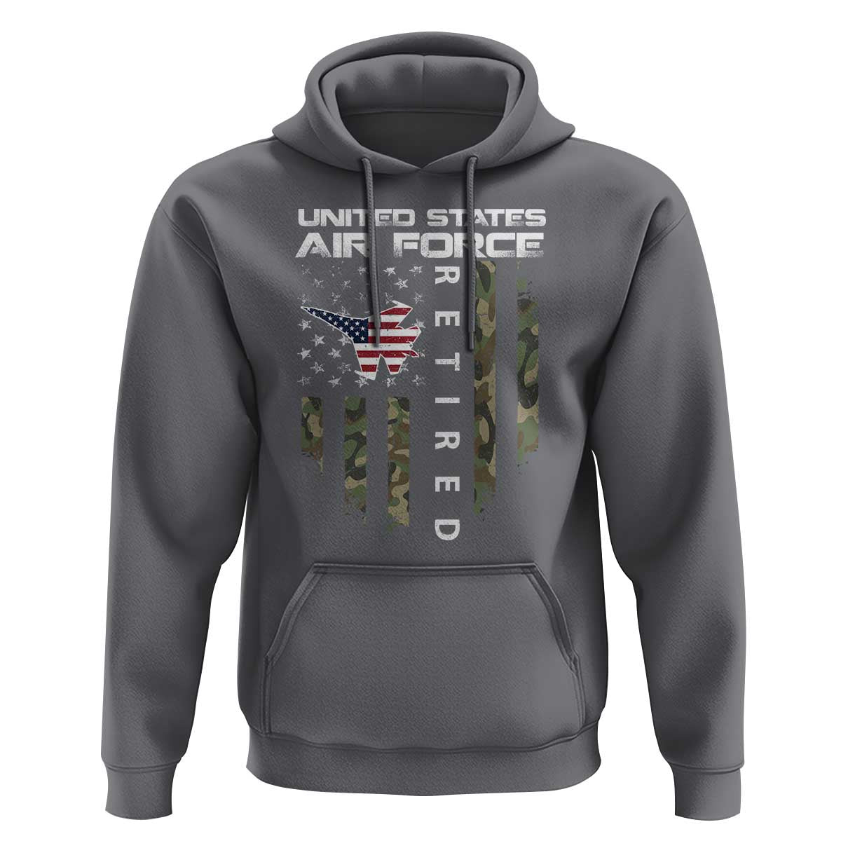Funny United States Air Force Retired Hoodie Camo American Flag Fighter