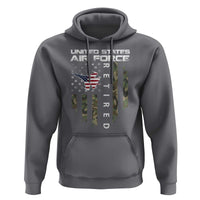 Funny United States Air Force Retired Hoodie Camo American Flag Fighter