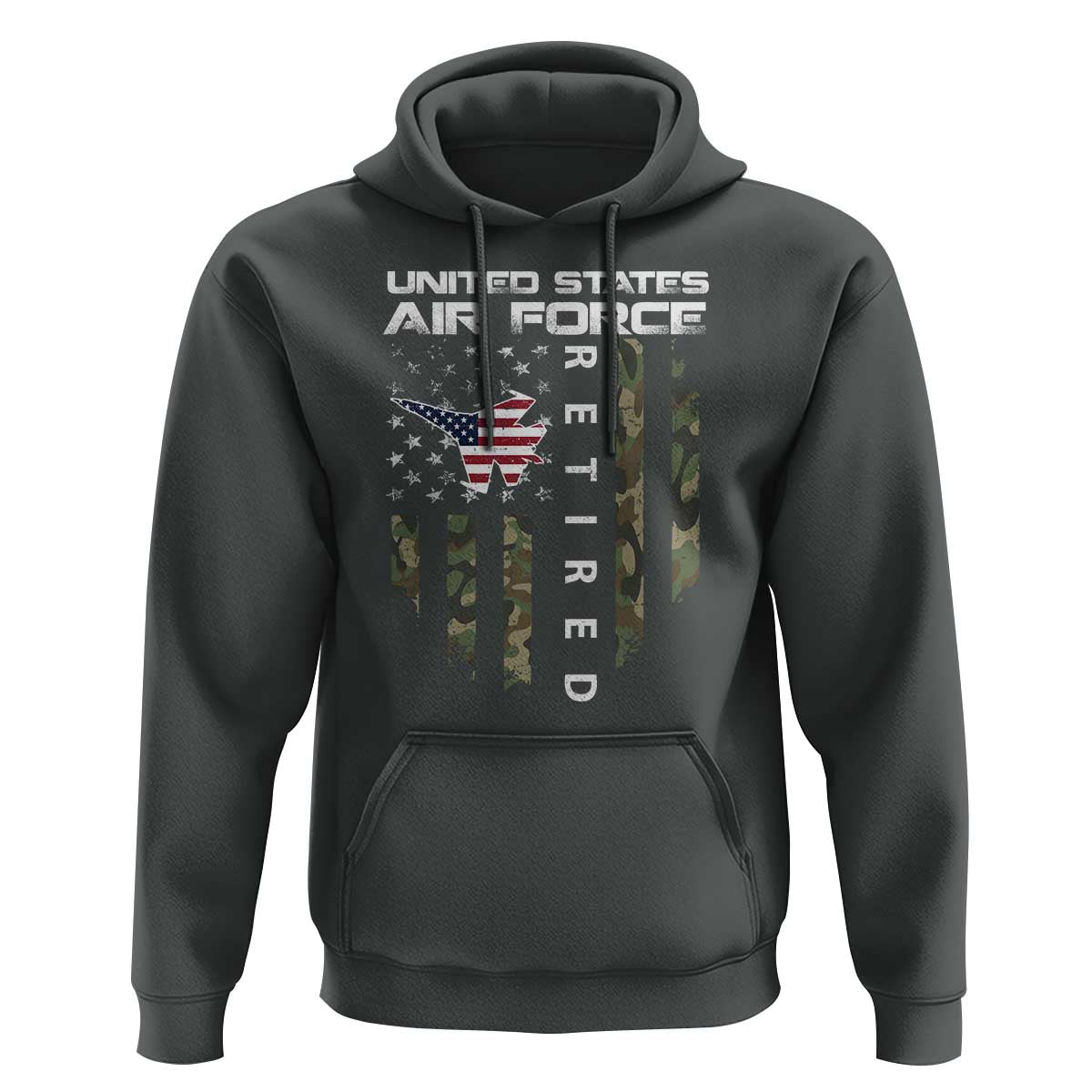 Funny United States Air Force Retired Hoodie Camo American Flag Fighter