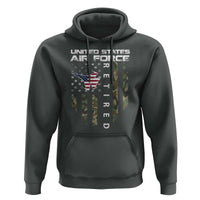 Funny United States Air Force Retired Hoodie Camo American Flag Fighter