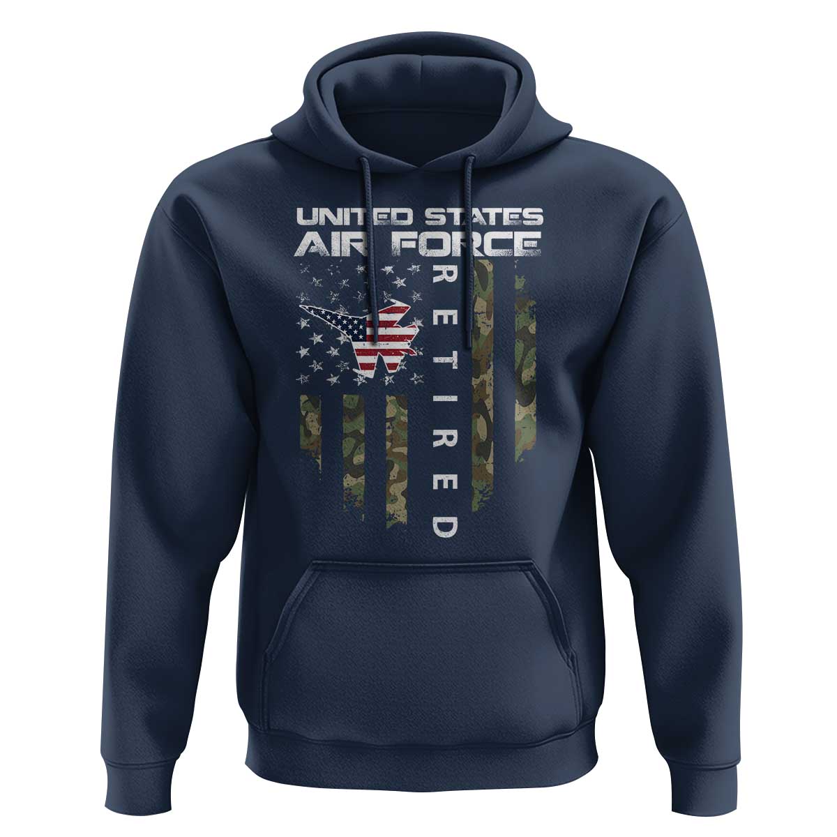 Funny United States Air Force Retired Hoodie Camo American Flag Fighter