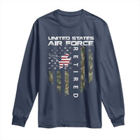 Funny United States Air Force Retired Long Sleeve Shirt Camo American Flag Fighter
