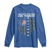 Funny United States Air Force Retired Long Sleeve Shirt Camo American Flag Fighter