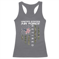 Funny United States Air Force Retired Racerback Tank Top Camo American Flag Fighter