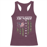 Funny United States Air Force Retired Racerback Tank Top Camo American Flag Fighter