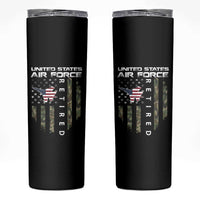 Funny United States Air Force Retired Skinny Tumbler Camo American Flag Fighter