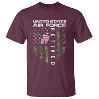 Funny United States Air Force Retired T Shirt Camo American Flag Fighter