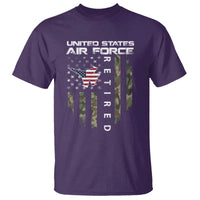 Funny United States Air Force Retired T Shirt Camo American Flag Fighter