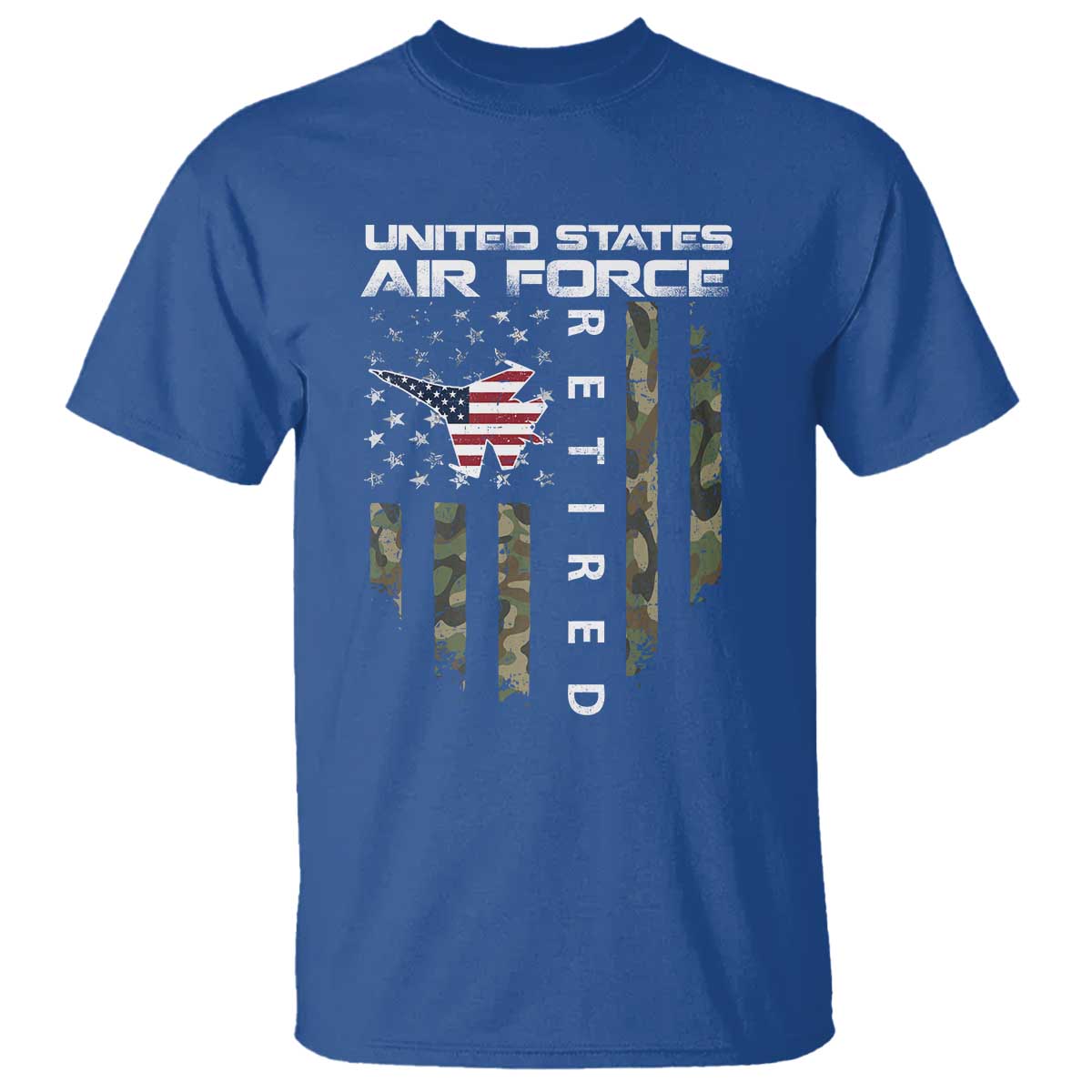 Funny United States Air Force Retired T Shirt Camo American Flag Fighter