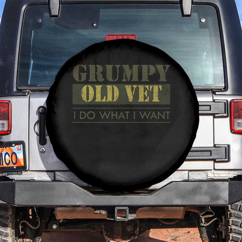 Funny Grumpy Old Vet I Do What I Want Spare Tire Cover Military Veteran