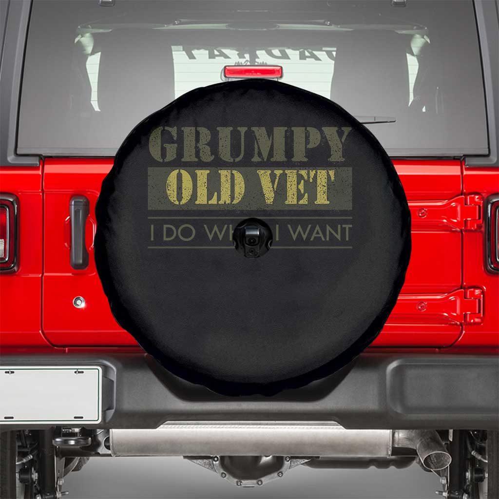 Funny Grumpy Old Vet I Do What I Want Spare Tire Cover Military Veteran