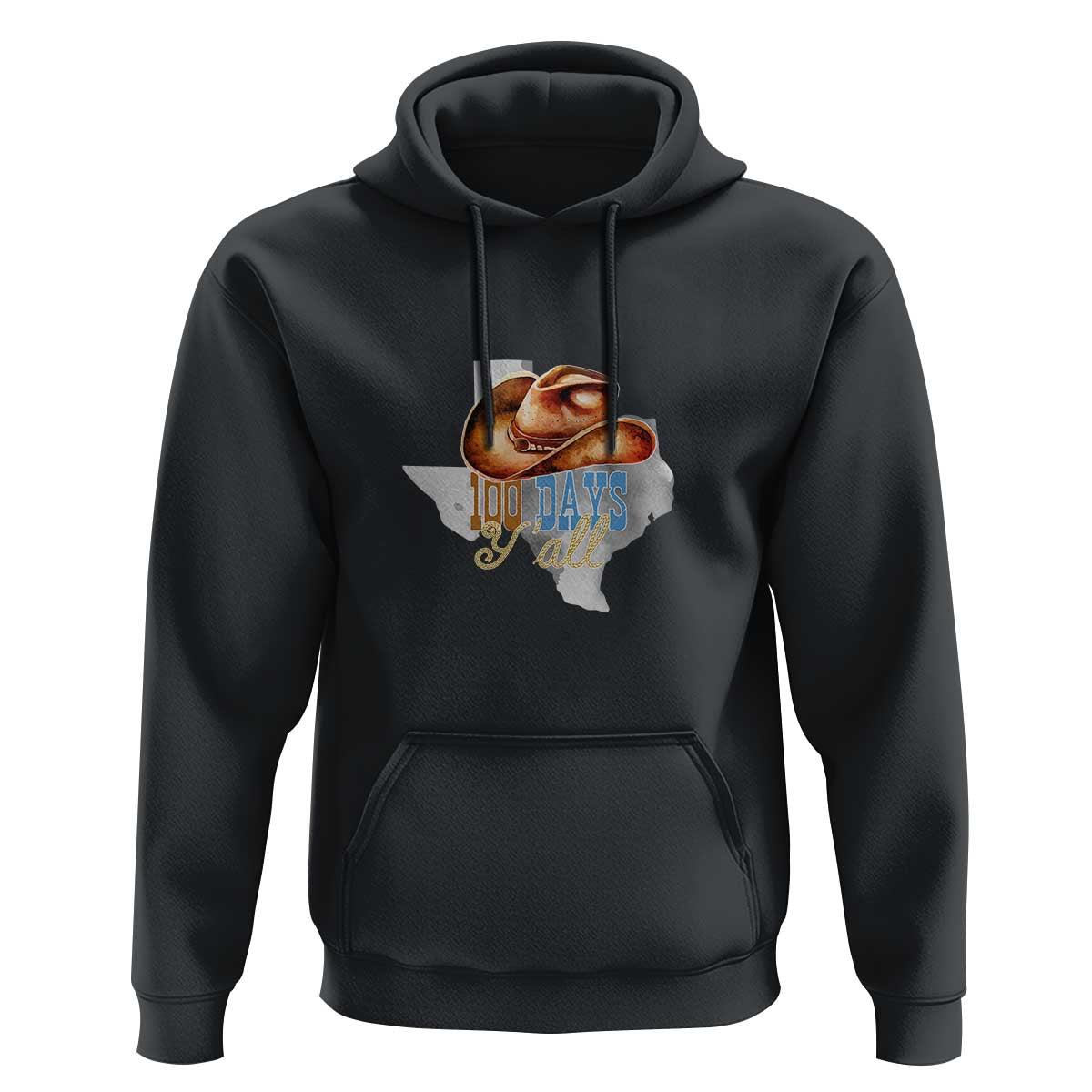 Funny 100th Day Of School Cowboy Hoodie 100 Days Y'all TX map
