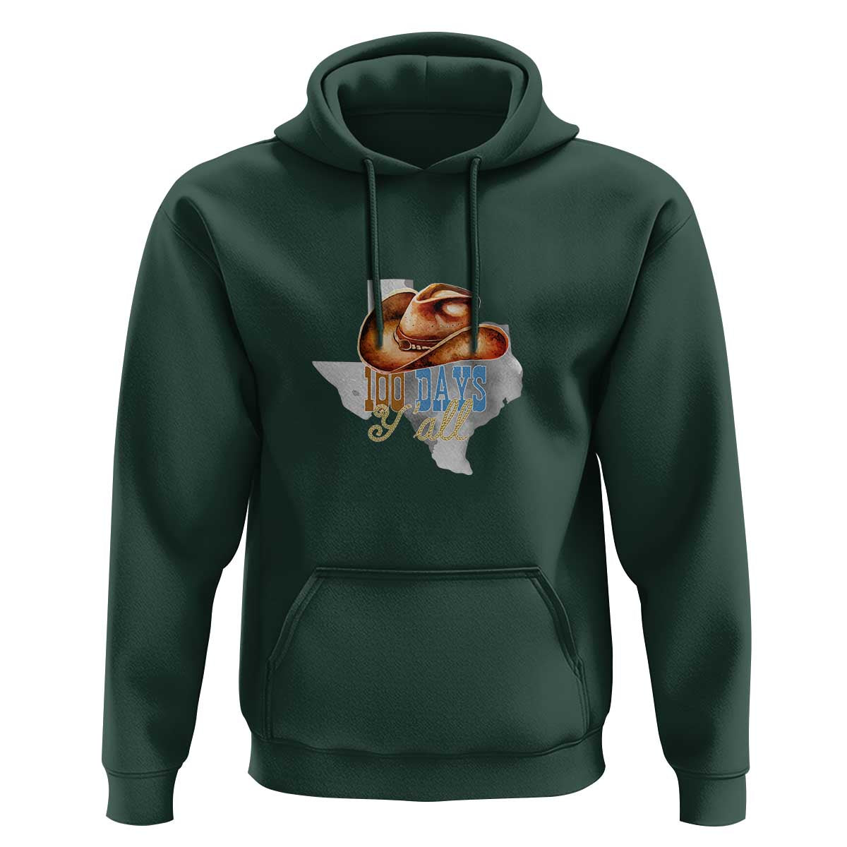 Funny 100th Day Of School Cowboy Hoodie 100 Days Y'all TX map