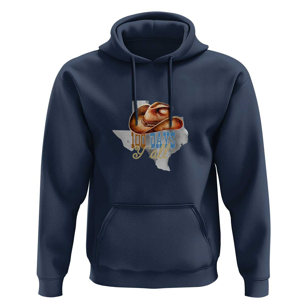 Funny 100th Day Of School Cowboy Hoodie 100 Days Y'all TX map