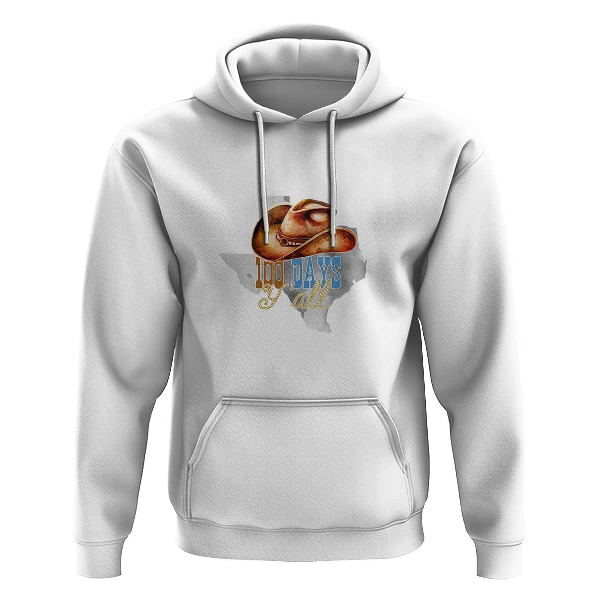 Funny 100th Day Of School Cowboy Hoodie 100 Days Y'all TX map