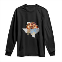 Funny 100th Day Of School Cowboy Long Sleeve Shirt 100 Days Y'all TX map