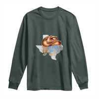 Funny 100th Day Of School Cowboy Long Sleeve Shirt 100 Days Y'all TX map
