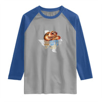 Funny 100th Day Of School Cowboy Raglan Shirt 100 Days Y'all TX map