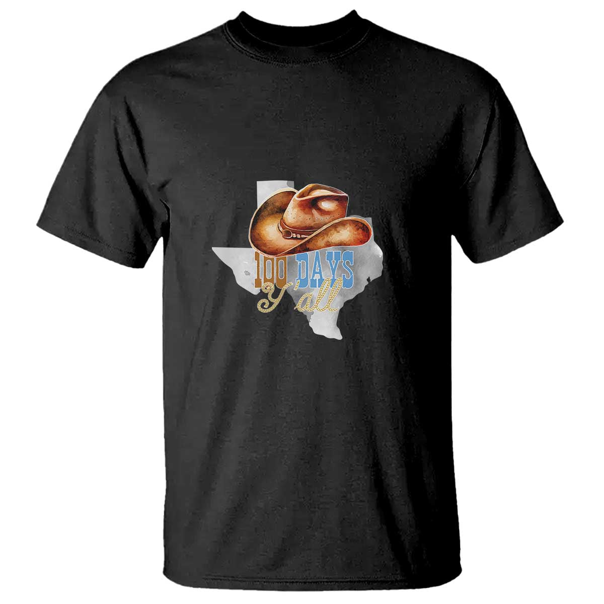 Funny 100th Day Of School Cowboy T Shirt 100 Days Y'all TX map